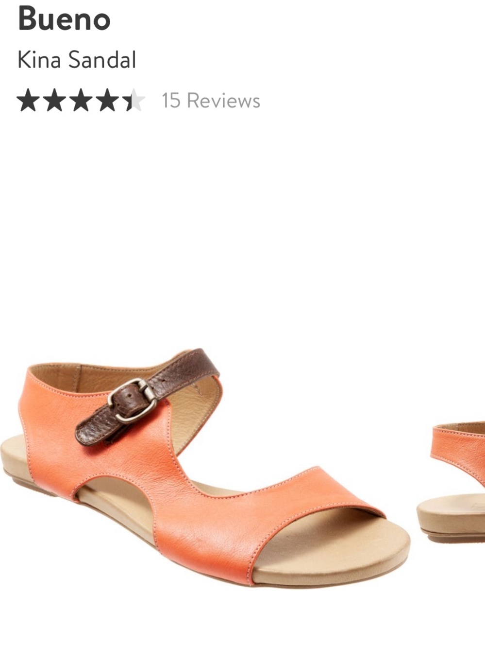 Bueno Kina sandal Open-Toe Orange Sandal with Brown Buckle Strap